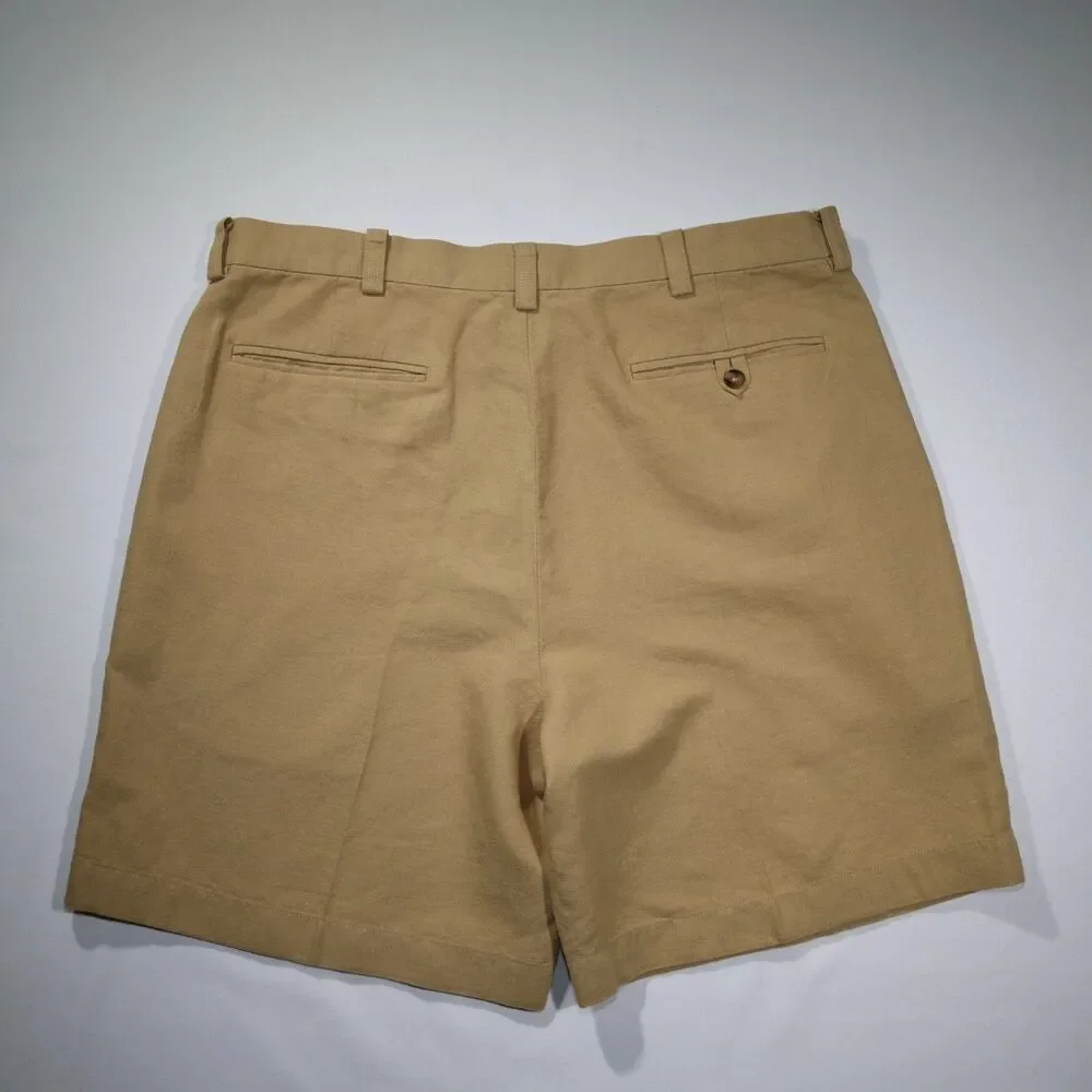 LL Bean Mens 36 Linen Cotton Blend Shorts Flat Front Casual Summer Khaki Tan 8